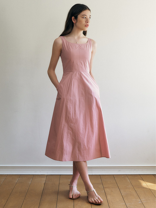 Sangria_Sleeveless U-neck Dress - Pink