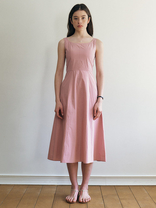 Sangria_Sleeveless U-neck Dress - Pink