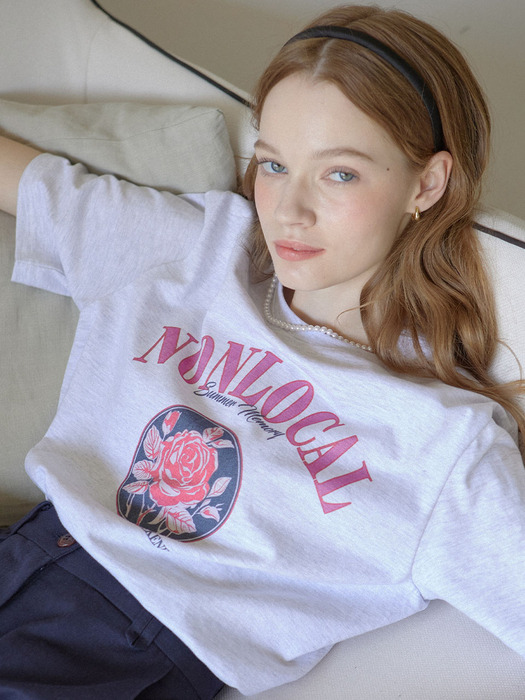 Vintage Rose T-shirt - Light Grey