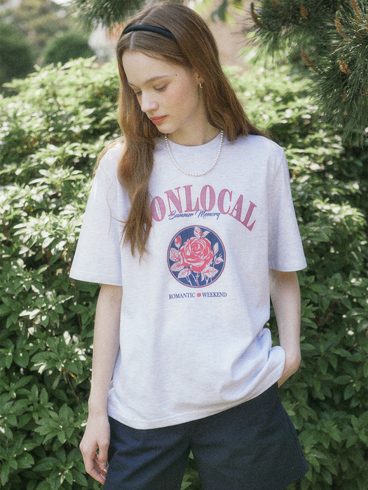 Vintage Rose T-shirt - Light Grey