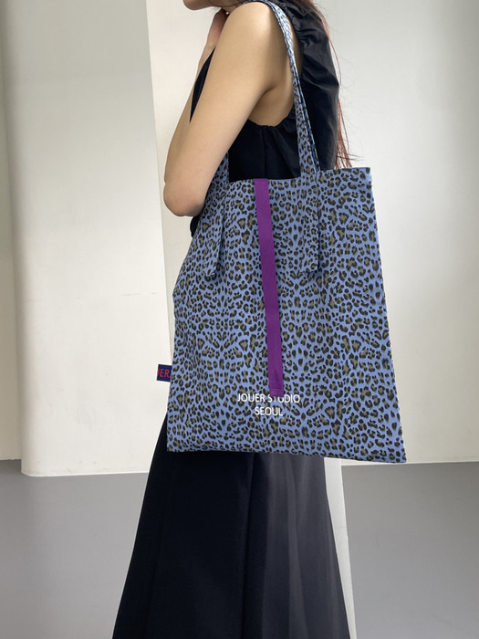 Canvas Leopard  Bag _Sky Blue