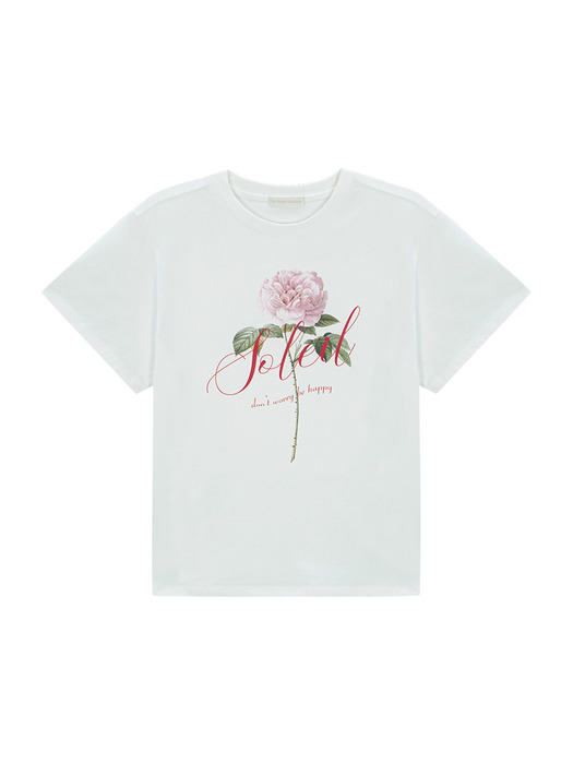 Soleil Cursive Rose T-Shirts [OFF WHITE]