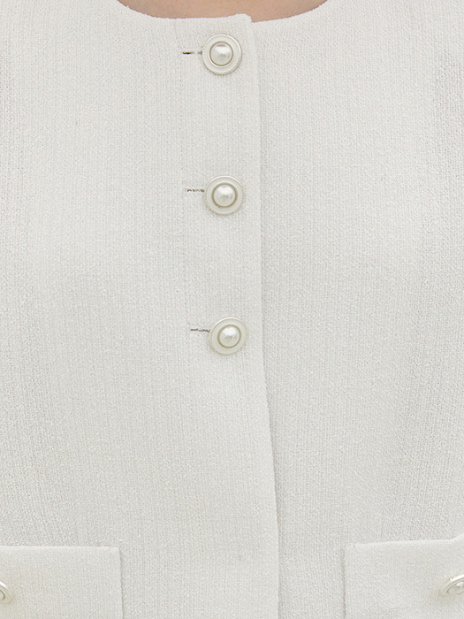 Volume Sleeve Tweed Jacket_WHITE