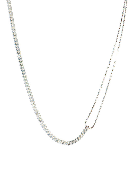 Curve Unbal Chain Silver Necklace In435 [Silver]