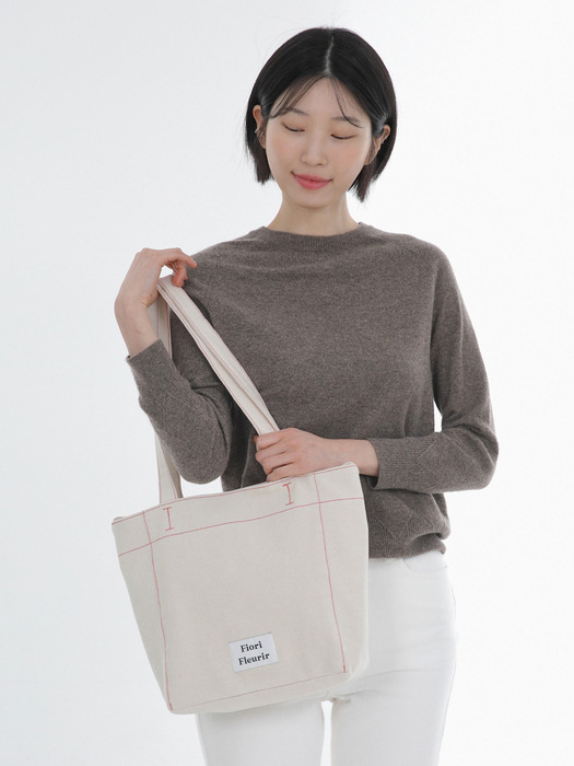 Brisa Canvas shoulder bag_Ivory