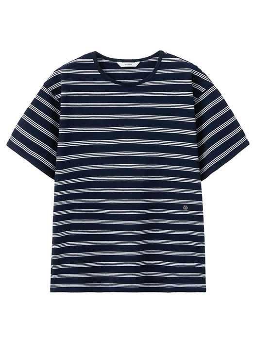 UNISEX, Marine Stripe Ringer T / Marine Navy