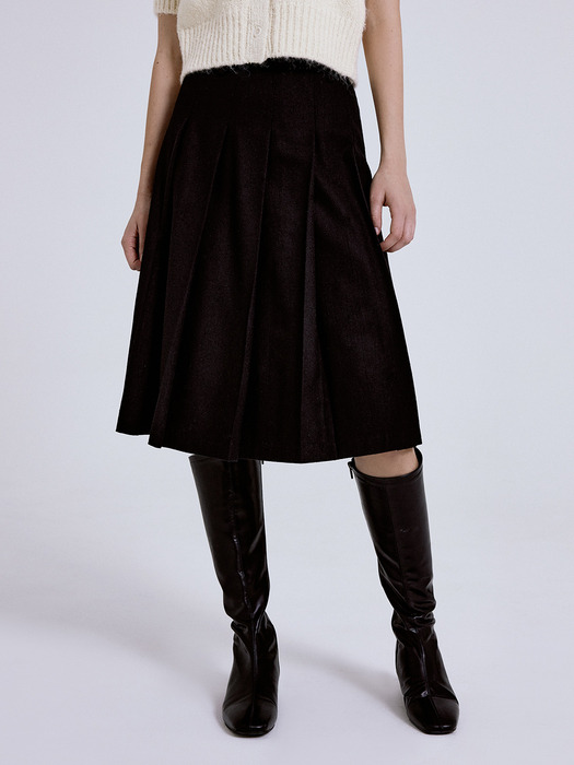 Mute wool pleats skirt 2color