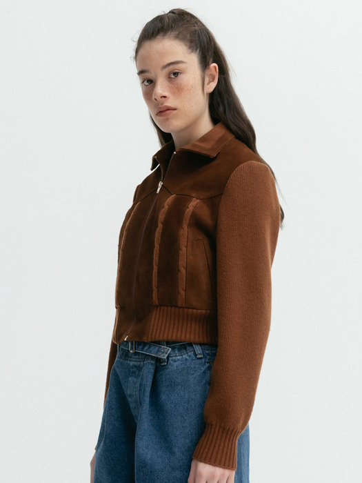 Via Suede knit Blouson (Brown)