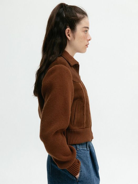 Via Suede knit Blouson (Brown)