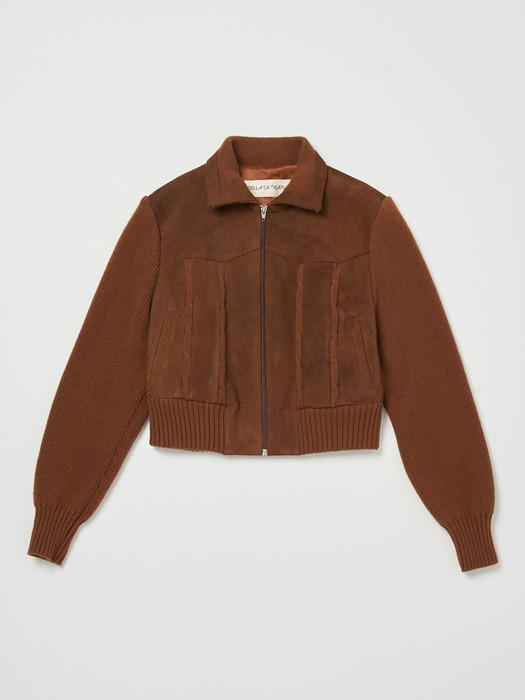 Via Suede knit Blouson (Brown)