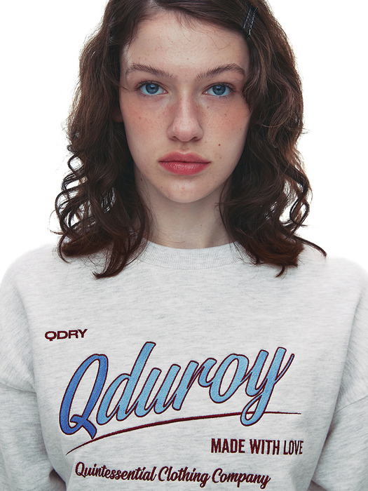 Qduroy Cropped Sweatshirt - Melange Grey