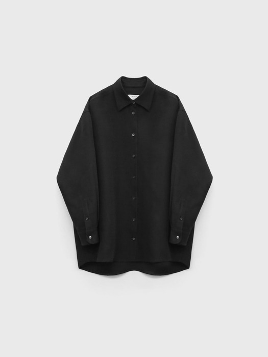 Oversized Wool Silk Shirt - Black