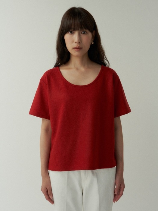 Line Wool T-shirt [Red]