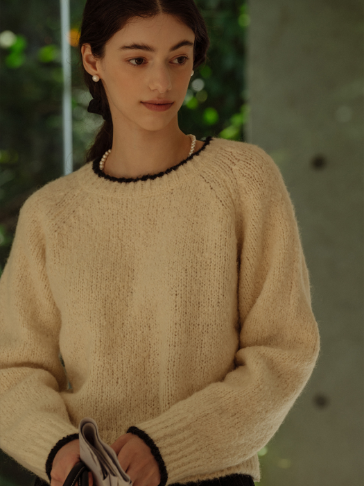 Alpaca coloring knit top(Ivory)