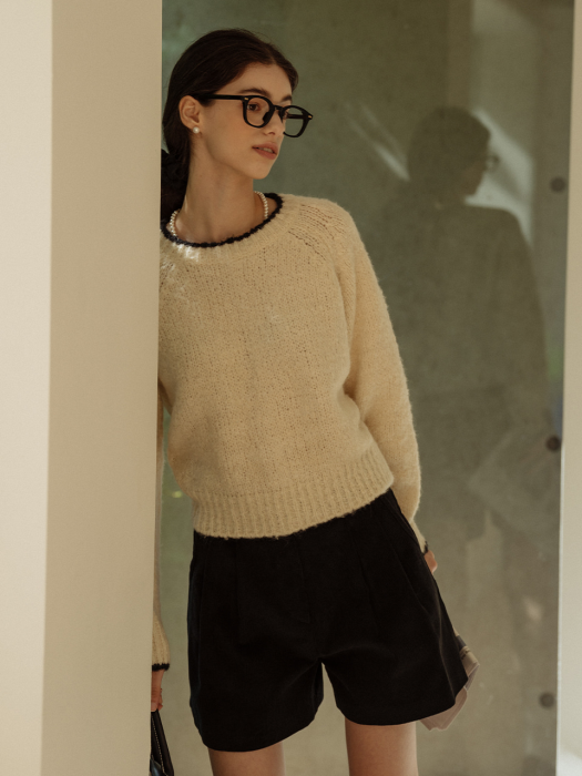 Alpaca coloring knit top_Ivory