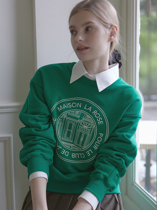 Maison La Rose Print Sweatshirt - Green