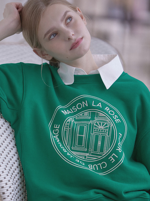 Maison La Rose Print Sweatshirt - Green