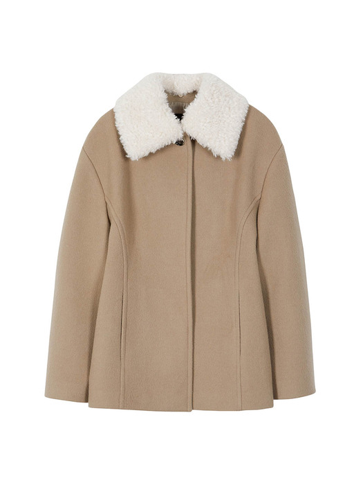 Fur Collar Jacket in Beige VW3WJ047-91