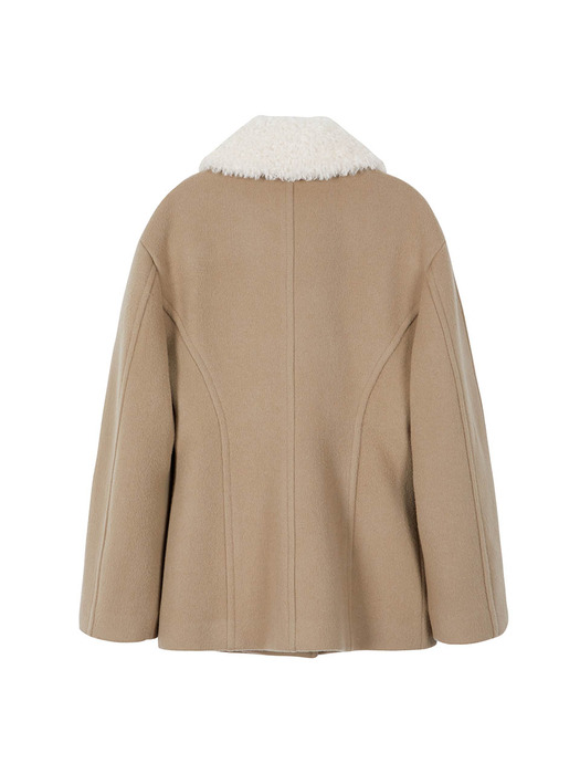 Fur Collar Jacket in Beige VW3WJ047-91