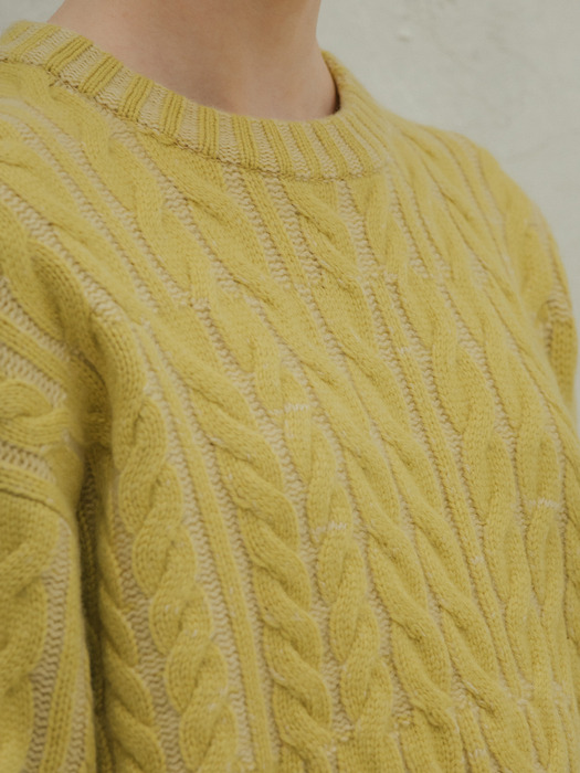 MIX CABLE SWEATER - MUSTARD