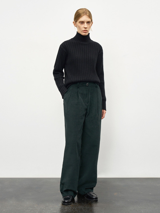RIBBED CASHMERE TURTLE NECK SWEATER_BLACK