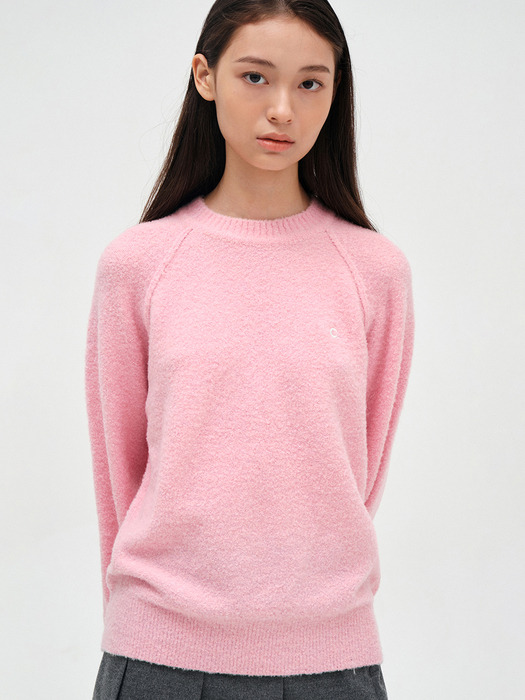 [23FW clove] Boucle Raglan Knit (Pink)