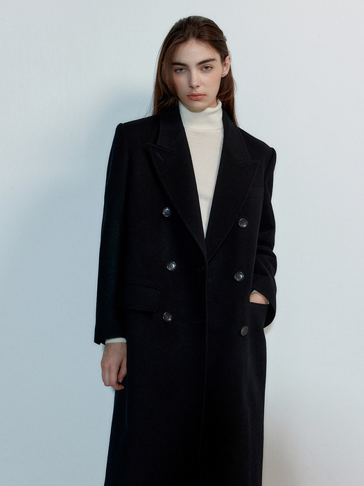 Wool classic long coat Black