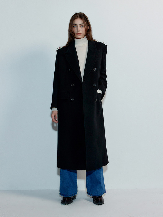 Wool classic long coat Black