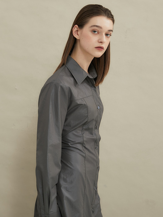 Gloss shirt dress [Gray]