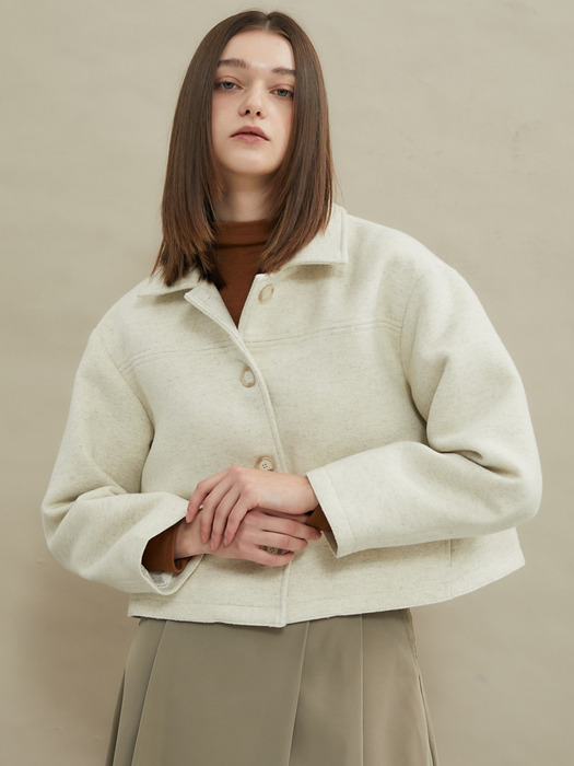 Cozy short wool-coat [Ivory]