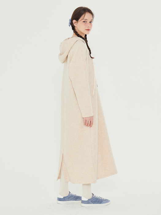 MET minimal wool knit hood dress beige