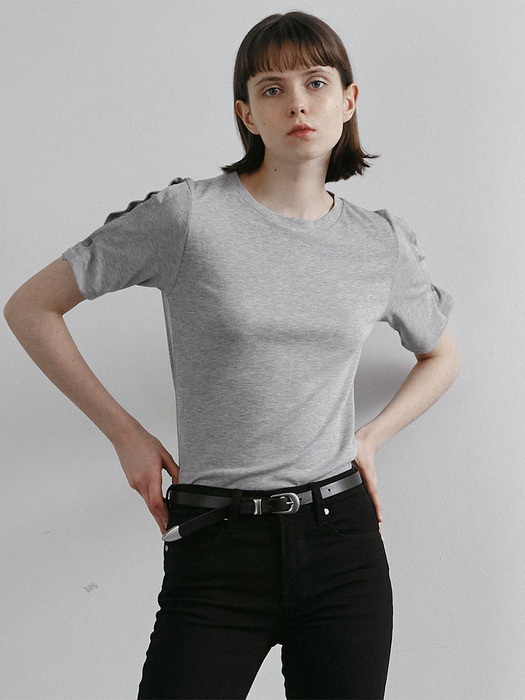 Button sleeve top(Melange gray)