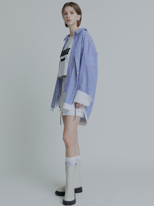 MARIA Double Layered Cuffs Shirts_Blue Stripe