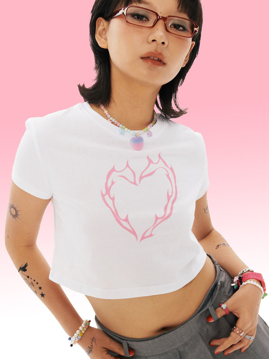 BN Heart Crop T-shirt [Pink]