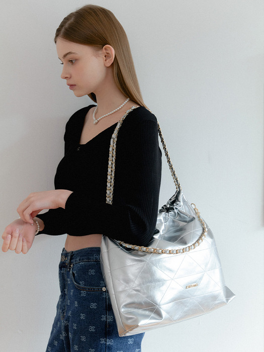 ANC DRAW CHAIN SHOULDER BAG_SILVER