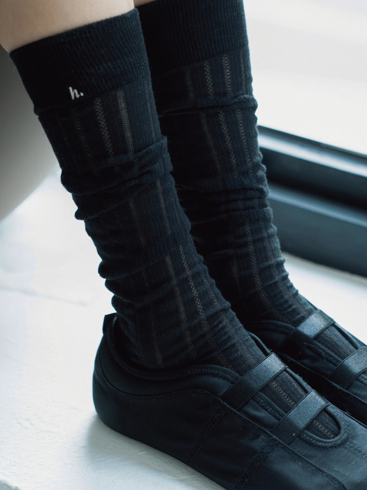 [no.522] black lace knee socks