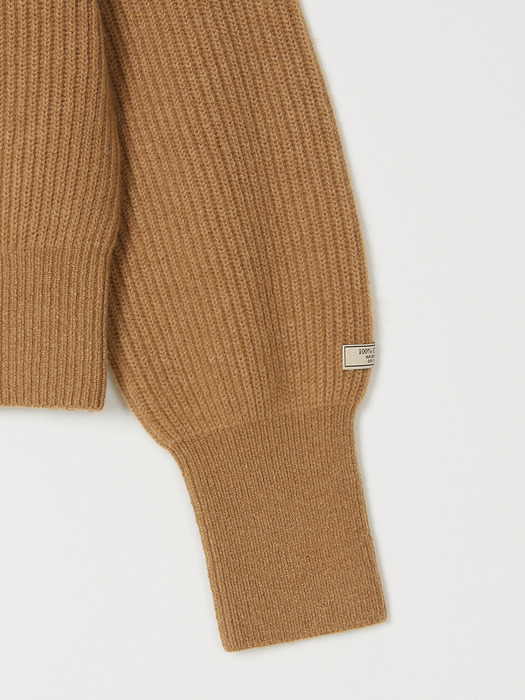 Cashmere 100% Jana Zip Up Pullover (Bright Camel)
