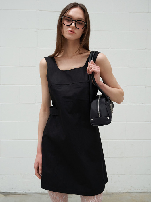 Line Sleeveless  Mini Dress Black