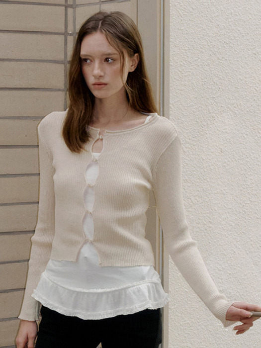 [3color] 200 see-through knit cardigan