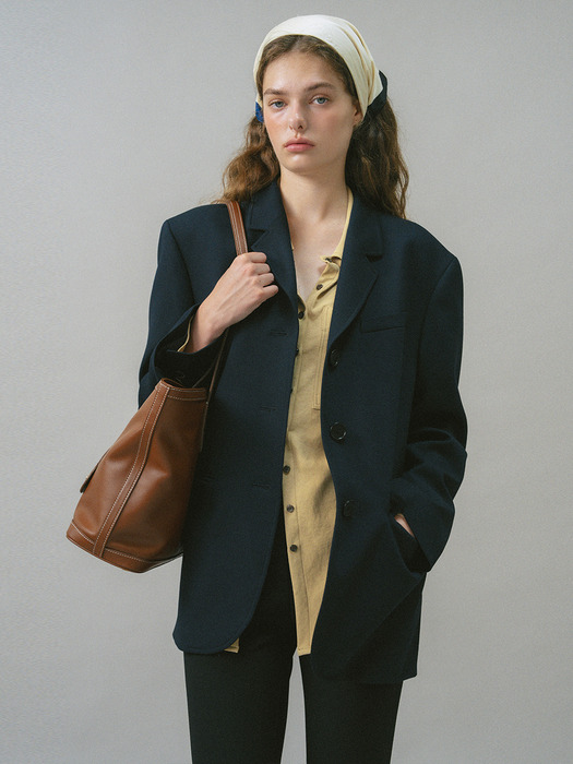 U Zoe Wool Single Breast Jacket_Navy