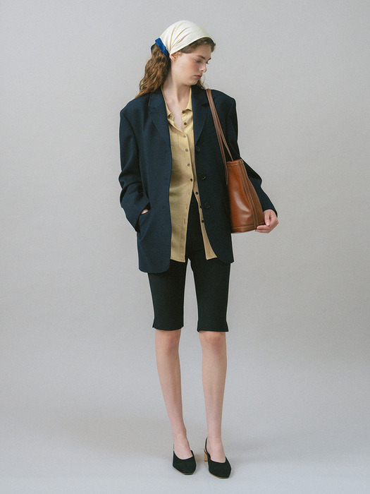 U Zoe Wool Single Breast Jacket_Navy