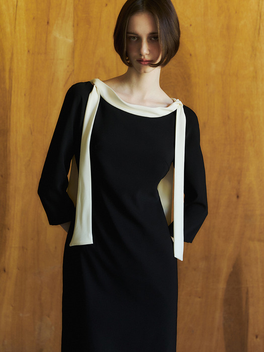 Scarf Tie Dress_Black