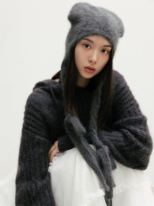 TWIST ANGORA KNIT BEANIE_TT4W302CH