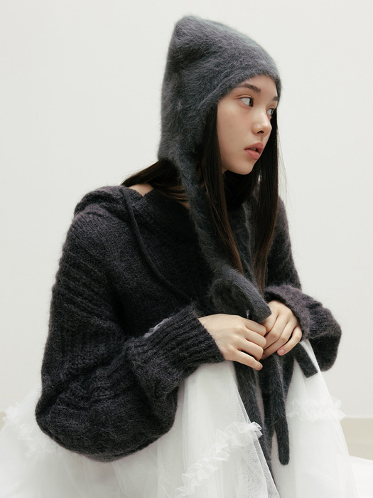 TWIST ANGORA KNIT BEANIE_TT4W302CH