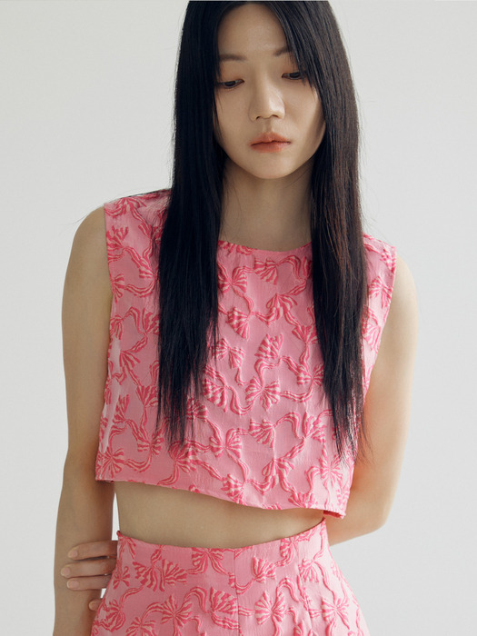 RIBBON BLOUSE -_PINK