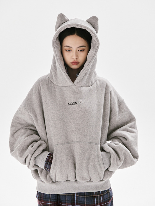 Cuddle over fit cat hoodie_MELANGE