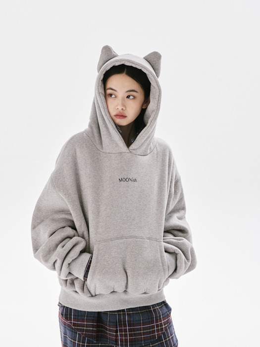 Cuddle over fit cat hoodie_MELANGE