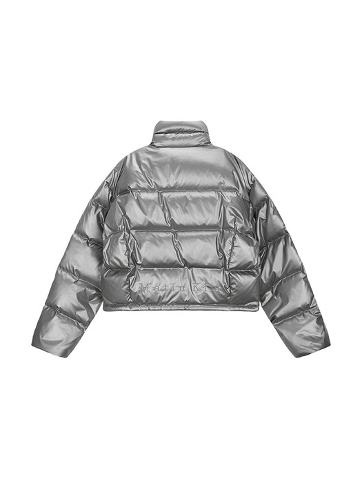 LOGO TAPING PUFFER DOWN JUMPER FOR WOMEN IN SILVER