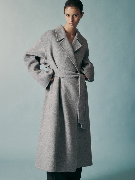 CAMEL SILK BLEND COAT GRAY