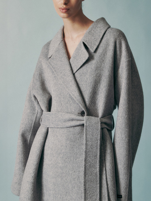 CAMEL SILK BLEND COAT GRAY